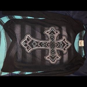 Black and blue cross shirt